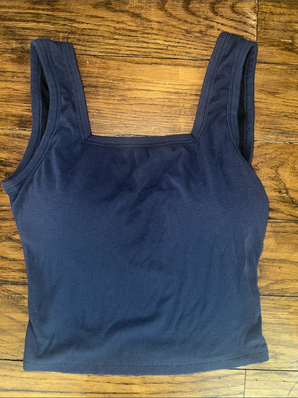 OGL Navy Blue Square High Neck Low Back Brami Ribbed Tank Size Medium